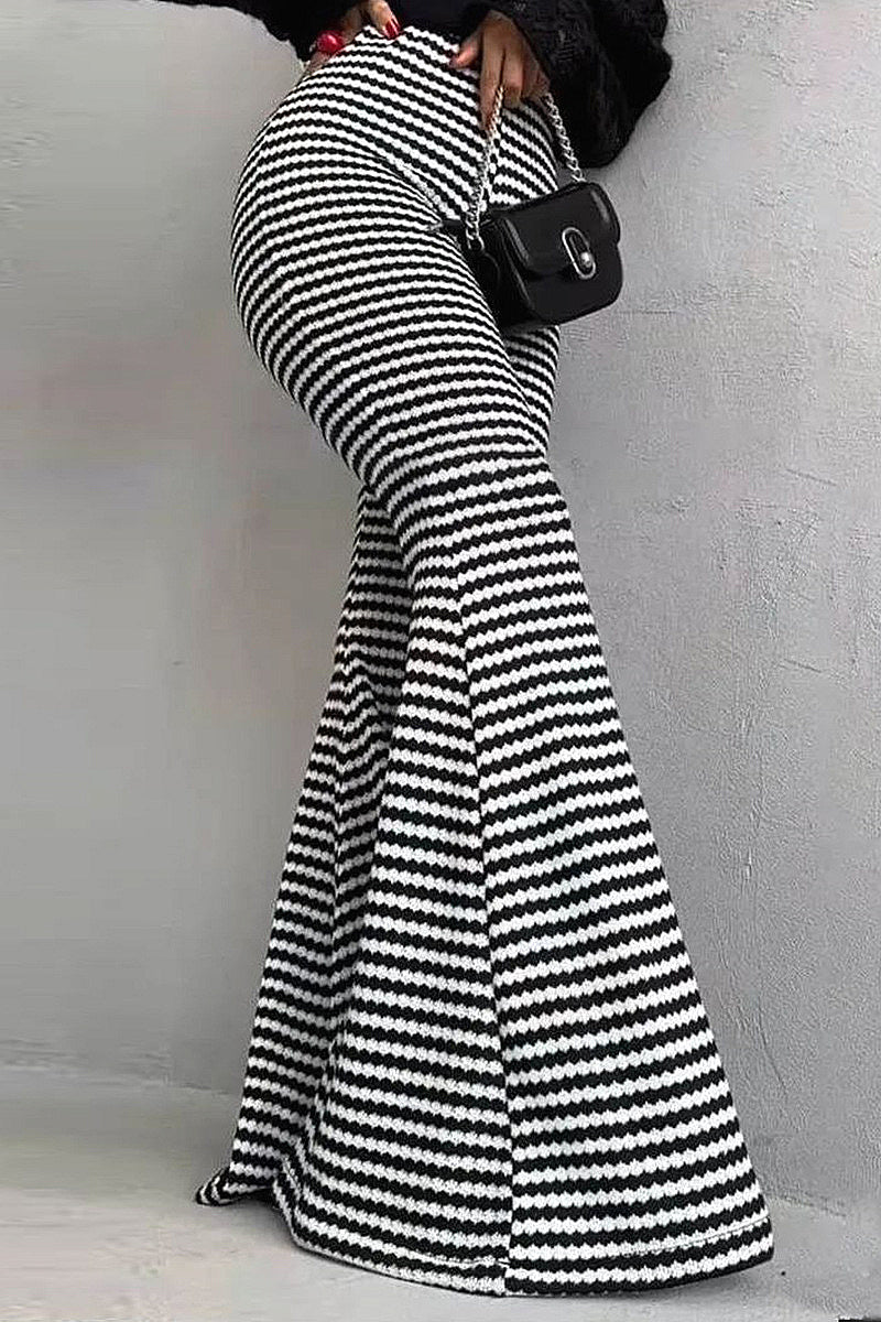 Trendy Color Block Flared Pants for Women