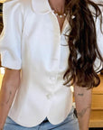 Summer Slim Fit Puff Sleeve Shirt for Women