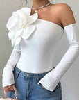Elegant One-Shoulder Jumpsuit with 3D Decoration