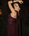 Chic Strapless Long Dress with Flowing Ribbons