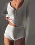 Stylish V-Neck Slim Fit Top and Shorts Set