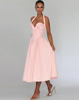 V-Neck A-Line Dress with Bow Detail