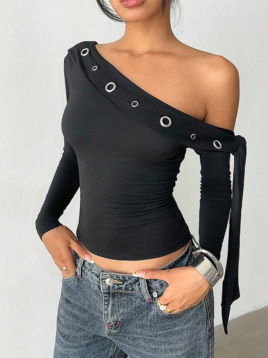 Sexy Asymmetrical Long Sleeve T-Shirt