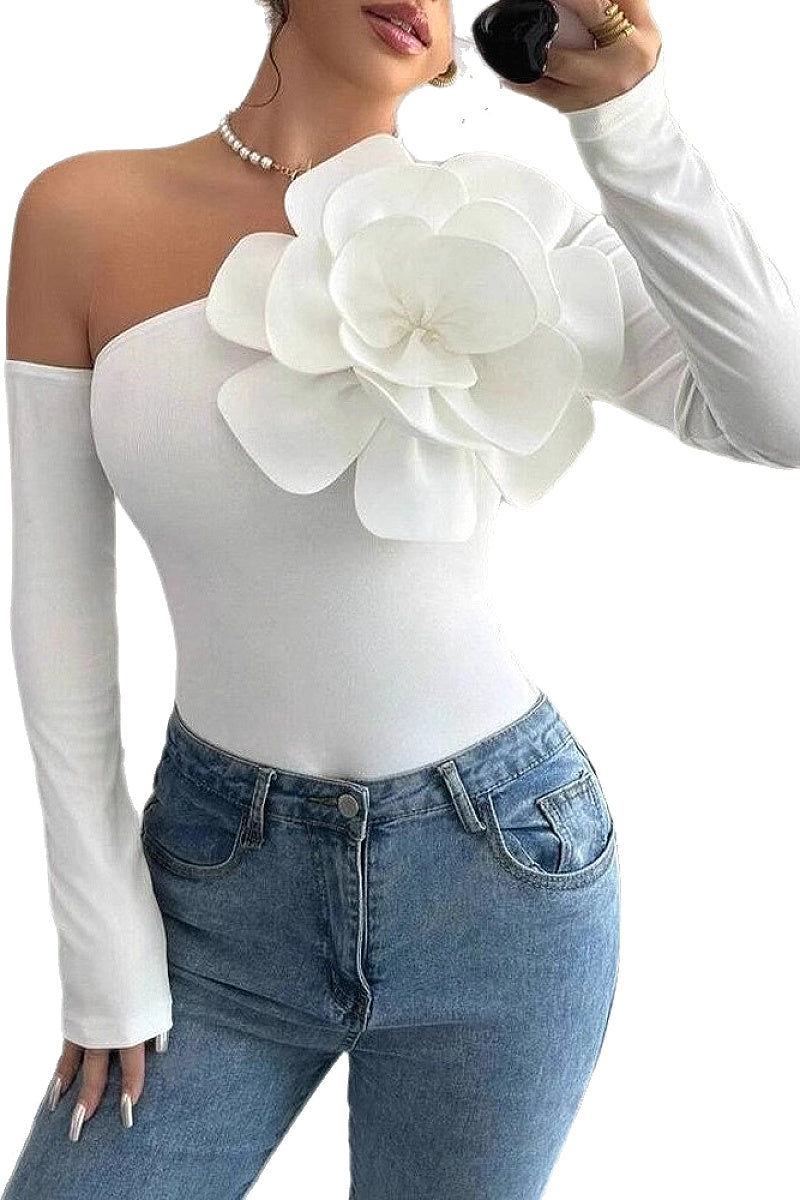 Elegant One-Shoulder Jumpsuit with 3D Decoration