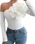 Elegant One-Shoulder Jumpsuit with 3D Decoration