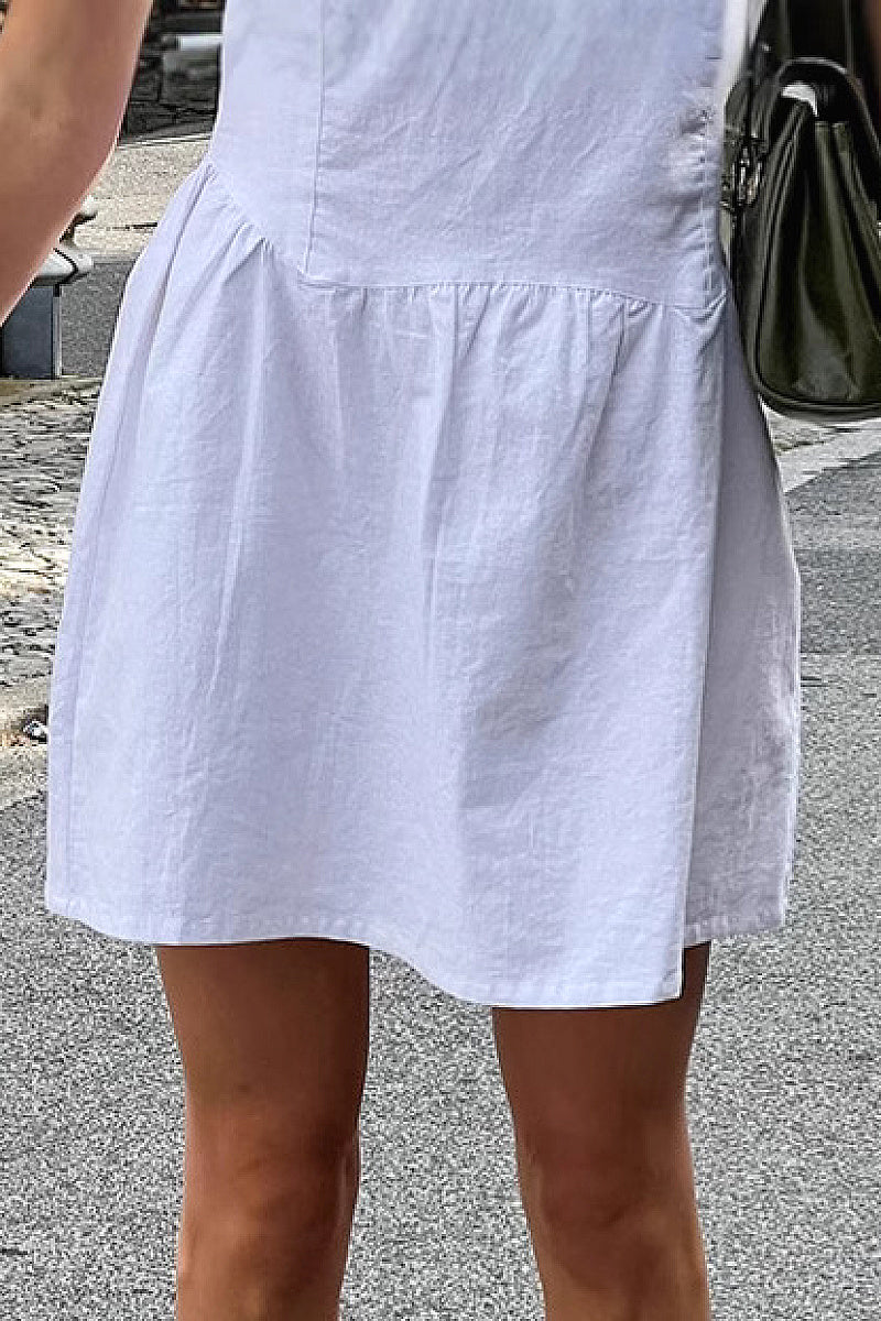 Summer Casual White Cotton Linen Dress