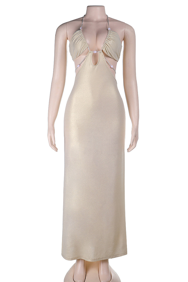Summer Sexy Backless Dress with Chain Design