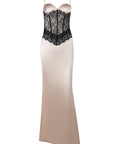 Elegant Lace-Trimmed Long Dress for Fall