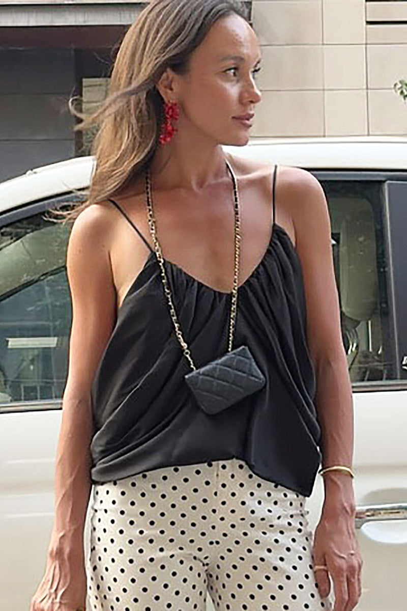 Elegant Satin Cami Top with Ruching
