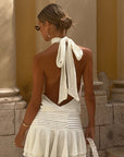 Chic Halter Neck Mini Dress for Summer Vacation