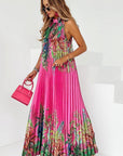 Bohemian Summer Floral Maxi Dress with Halter Neck