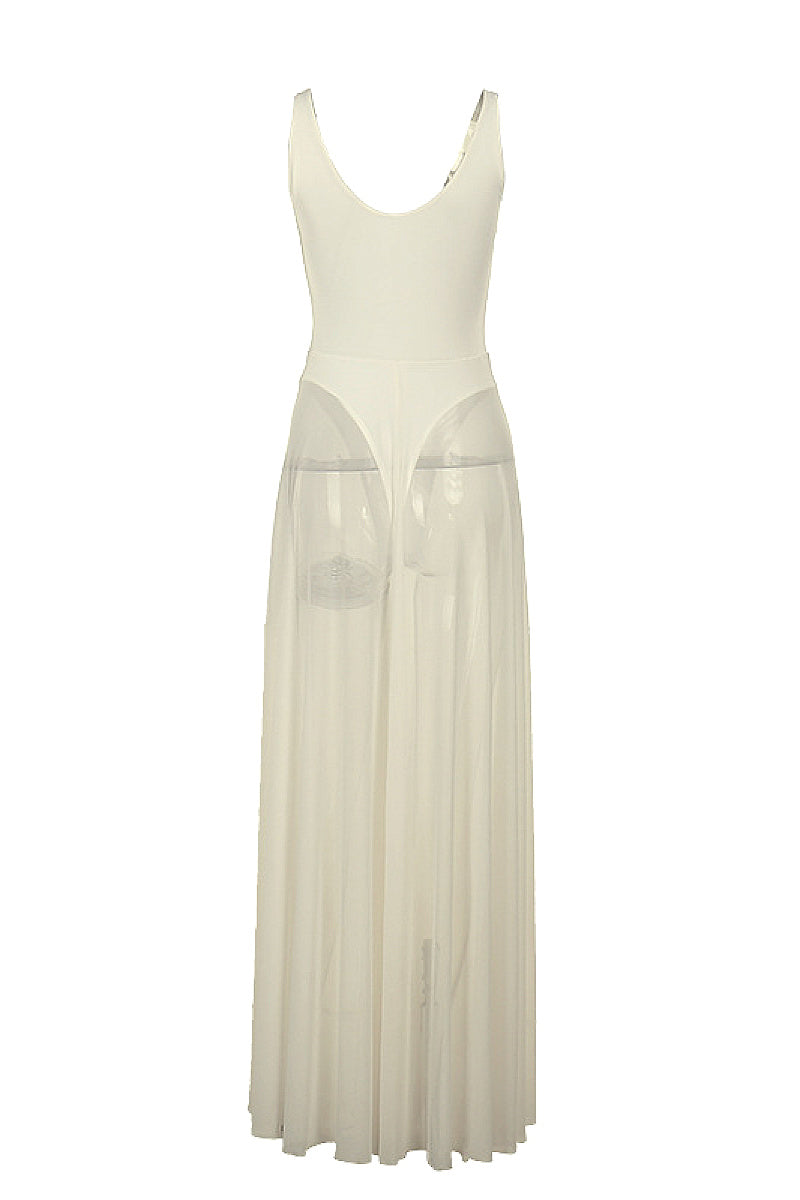 Elegant Long Dress with Sheer A-Line Design