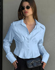 Elegant Pleated Waist Blouse for Women