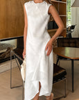 Elegant White Round Neck A-Line Dress for Women