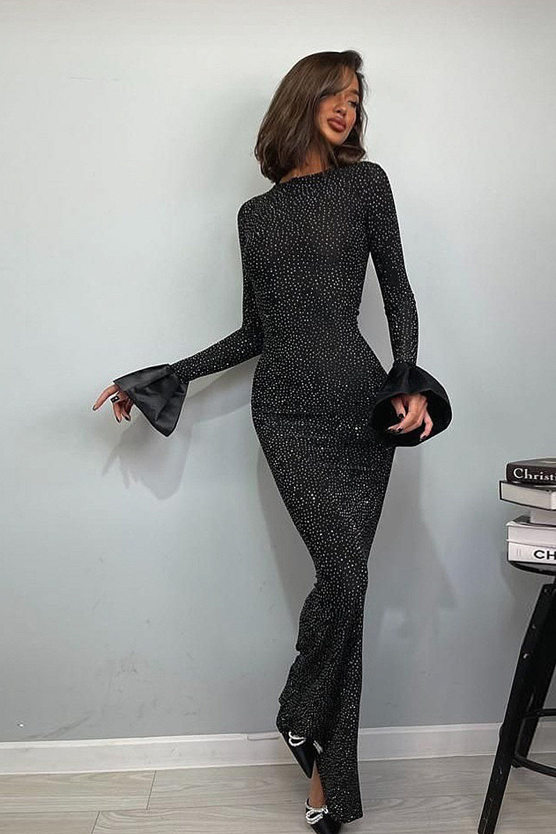 Fashionable Long Sleeve Polka Dot Dress