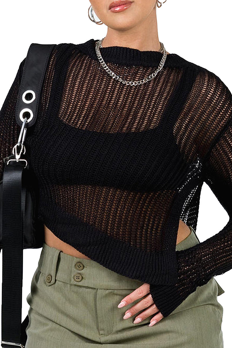 Sexy Sheer Knit Sweater for Women