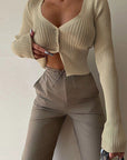 Stylish Deep V-Neck Long Sleeve Cardigan