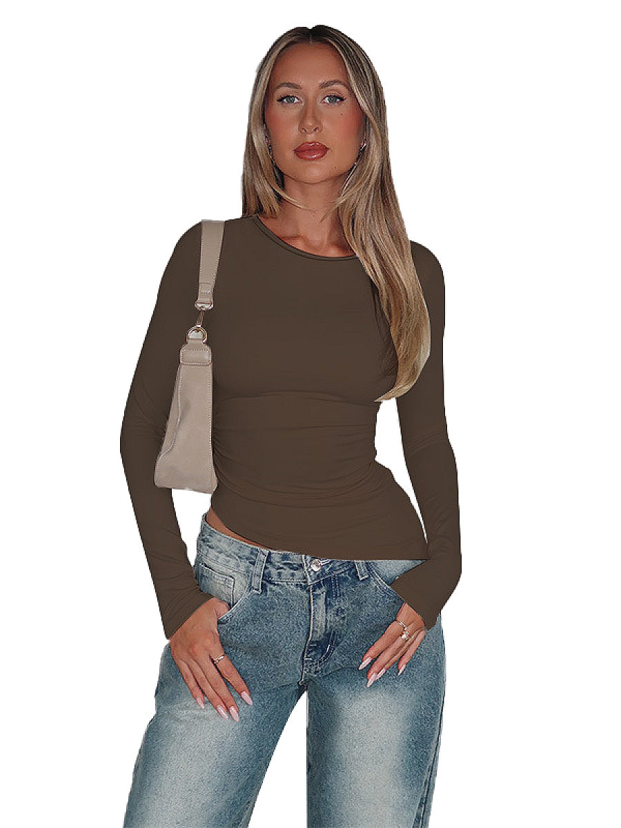 Asymmetrical Hem Long Sleeve Top for Women