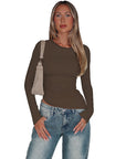 Asymmetrical Hem Long Sleeve Top for Women