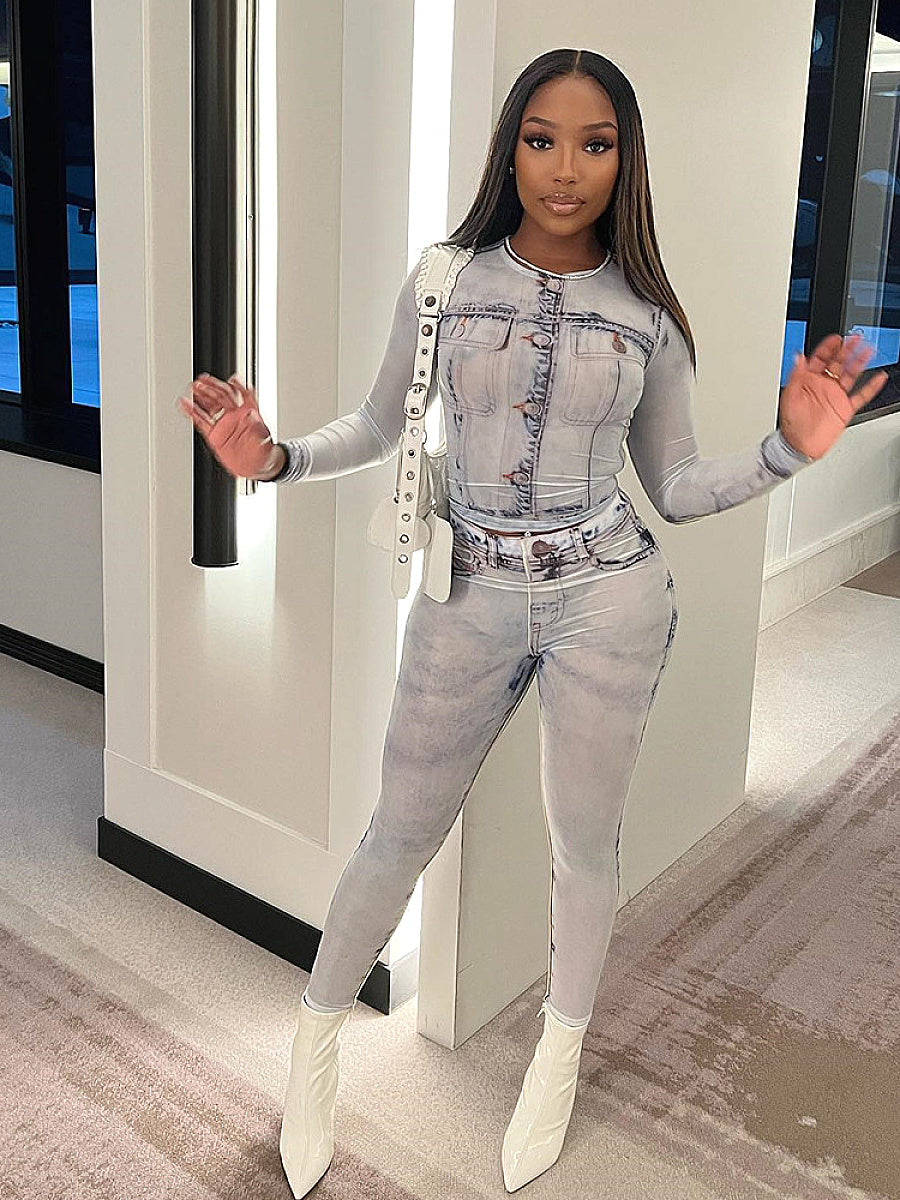 Trendy Printed T-Shirt and Pants Set